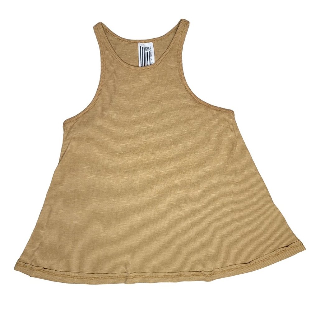 free people brown tan made in USA ribbed tank top size small